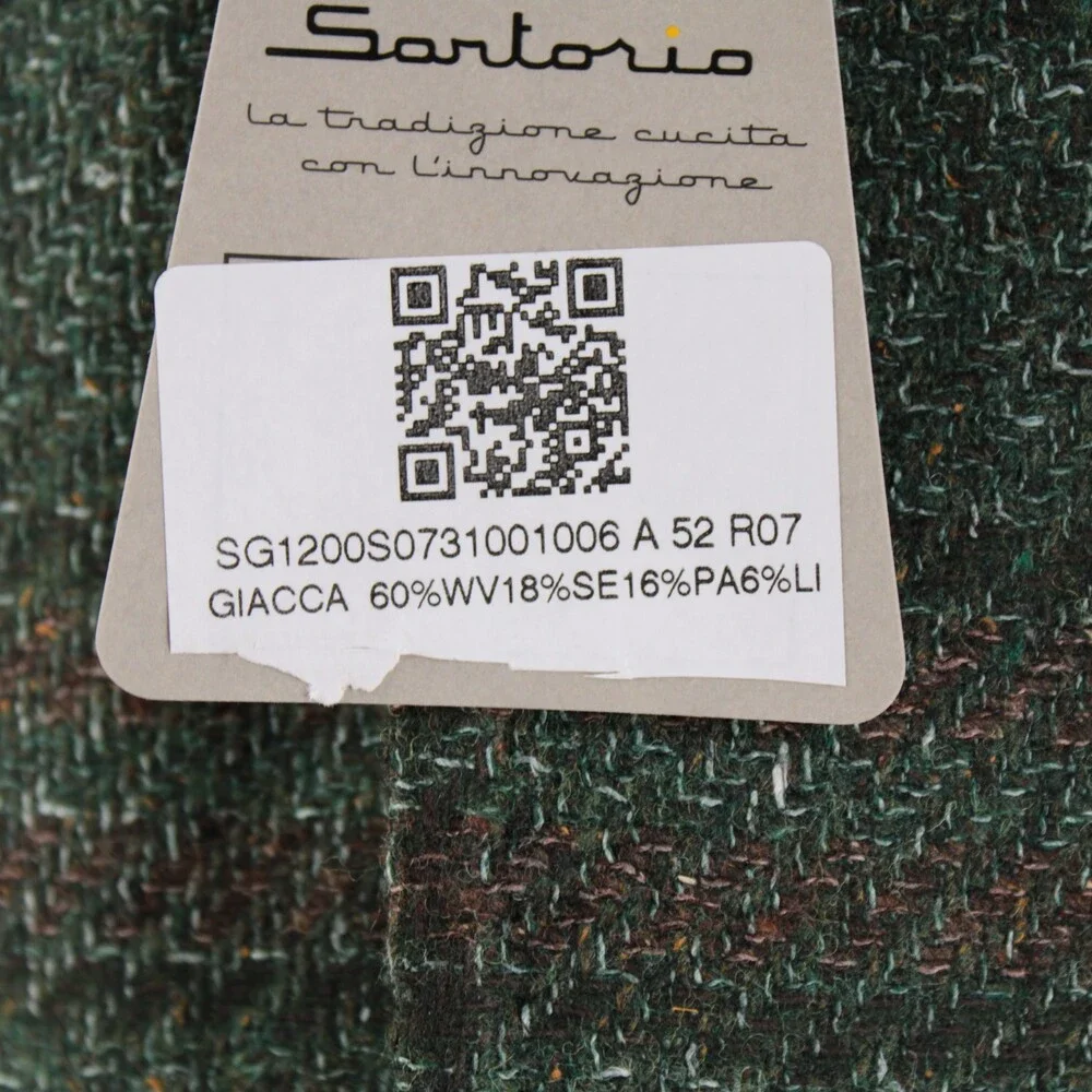 Sartorio Kiton NWT Wool Blend Sport Coat Size 52R (42R US) Green w/ Brown Plaid
